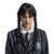 SALE Damen-Percke Wednesday Addams mit Pony und Zpfen, schwarz