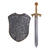 Ritter-Set, Schwert & Schild, antik-silberfarben