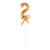 NEU Kuchen / Cake-Topper Mini Ziffer am Stab, 9 cm, Zahl 2, gold, Stab ca. 15cm - Zahl 2