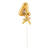 NEU Kuchen / Cake-Topper Mini Ziffer am Stab, 9 cm, Zahl 4, gold, Stab ca. 15cm - Zahl 4