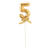 NEU Kuchen / Cake-Topper Mini Ziffer am Stab, 9 cm, Zahl 5, gold, Stab ca. 15cm - Zahl 5