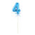 NEU Kuchen / Cake-Topper Mini Ziffer am Stab, 9 cm, Zahl 4, blau, Stab ca. 15cm - Zahl 4