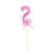 NEU Kuchen / Cake-Topper Mini Ziffer am Stab, 9 cm, Zahl 2, pink, Stab ca. 15cm - Zahl 2