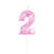 NEU Geburtstagskerze Ziffer am Stab, 5 cm, Facettenoptik, Zahl 2, pink - Zahl 2