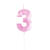 NEU Geburtstagskerze Ziffer am Stab, 5 cm, Facettenoptik, Zahl 3, pink - Zahl 3