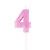 NEU Geburtstagskerze Ziffer am Stab, 5 cm, Facettenoptik, Zahl 4, pink - Zahl 4