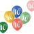NEU Latex-Luftballons Retro-Vibes bunt, 33cm Durchmesser, 6 Stck, Aufdruck: 10 - Aufdruck 10