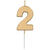 NEU Geburtstags-Kerze Zahl 2, ca. 5cm, gold, Zahlenkerze - Ziffer: 2