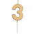 NEU Geburtstags-Kerze Zahl 3, ca. 5cm, gold, Zahlenkerze - Ziffer: 3