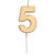 NEU Geburtstags-Kerze Zahl 5, ca. 5cm, gold, Zahlenkerze - Ziffer: 5