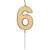 NEU Geburtstags-Kerze Zahl 6, ca. 5cm, gold, Zahlenkerze - Ziffer: 6