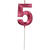 NEU Geburtstags-Kerze Glamour Vibes, Zahl 5, ca. 7cm, rot, Zahlenkerze - Ziffer: 5