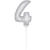 SALE Folienballon Zahl 4 am Stab, ca. 36cm, silber