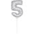 SALE Folienballon Zahl 5 am Stab, ca. 36cm, silber - Ziffer: 5
