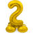 NEU Folienballon Groe Zahl 2, mit Standfu, Gold, ca. 72cm, Zahlenballon - Ziffer: 2