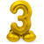NEU Folienballon Groe Zahl 3, mit Standfu, Gold, ca. 72cm, Zahlenballon - Ziffer: 3