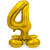 NEU Folienballon Groe Zahl 4, mit Standfu, Gold, ca. 72cm, Zahlenballon - Ziffer: 4