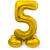 NEU Folienballon Groe Zahl 5, mit Standfu, Gold, ca. 72cm, Zahlenballon - Ziffer: 5