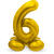 NEU Folienballon Groe Zahl 6, mit Standfu, Gold, ca. 72cm, Zahlenballon - Ziffer: 6
