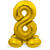 NEU Folienballon Groe Zahl 8, mit Standfu, Gold, ca. 72cm, Zahlenballon - Ziffer: 8