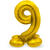 NEU Folienballon Groe Zahl 9, mit Standfu, Gold, ca. 72cm, Zahlenballon - Ziffer: 9
