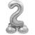 NEU Folienballon Groe Zahl 2, mit Standfu, Silber, ca. 72cm, Zahlenballon - Ziffer: 2