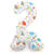 NEU Folienballon Mini Zahl 2, mit Standfuss und buntem Party-Design, ca. 40cm, Zahlenballon - Ziffer: 2