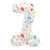 NEU Folienballon Mini Zahl 7, mit Standfuss und buntem Party-Design, ca. 40cm, Zahlenballon - Ziffer: 7