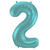 NEU Folienballon Groe Zahl 2 Pastell Aqua Metallic Matt, 86 cm, Zahlenballon - Ziffer 2
