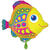 NEU Folienballon Bunter Fisch, 55x49cm