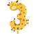 NEU Folienballon Groe Zahl mit Tiermotiv, Zahl 3, Giraffe, ca. 90cm Hhe - Zahl 3 - Giraffe