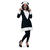 Damen-Kostüm Kleid Panda, Gr. 38, schwarz-weiß