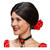Perücke Damen Mittelscheitel, Spanierin mit Blume und Knoten im Nacken, schwarz - mit Haarnetz Bild 2