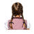 Perücke Damen mit zwei geflochtenen Zöpfen und Pony, braun - mit Haarnetz Bild 3