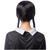 NEU Damen-Percke Mdchen mit Zpfen und Pony, schwarz, grenverstellbar, mit Haarnetz Bild 3