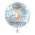 NEU Folienballon Blue Stars - Hip Hip Hurra 3. Geburtstag - ca. 45cm Durchmesser