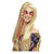 Perücke Damen Mittelscheitel lang mit geflochtener Strähne und Perlen 70er Hippie, blond - mit Haarnetz Bild 2