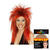 Percke Damen 80er Punk Rock Diva, schwarz-rot - mit Haarnetz