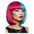SALE ManicPanic Premium-Damen-Percke Blue Valentine, halblanger Bob mit Pony, blau-rot