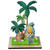 SALE Tischdeko Palmen & Papagei aus Holz, 16x9x23 cm
