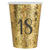 NEU Papp-Becher Happy Birthday 18 gold-schwarz, 10 Stck, ca. 266ml - Becher