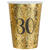 NEU Papp-Becher Happy Birthday 30 gold-schwarz, 10 Stck, ca. 266ml - Becher