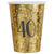 NEU Papp-Becher Happy Birthday 40 gold-schwarz, 10 Stck, ca. 266ml - Becher