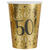 NEU Papp-Becher Happy Birthday 50 gold-schwarz, 10 Stück, ca. 266ml - Becher