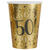 NEU Papp-Becher Happy Birthday 50 gold-schwarz, 10 Stck, ca. 266ml - Becher