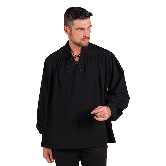 Herren-Kostm Hemd Pirat, Mittelalterhemd, schwarz, Gr. XS Bild 2