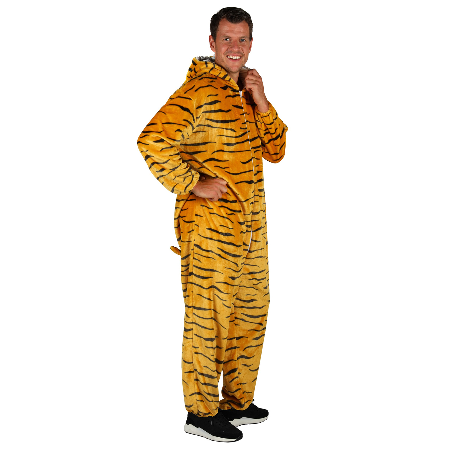 NEU Unisex-Kostm Plsch-Overall Tiger, braun-schwarz, Gr. XS-S Bild 2