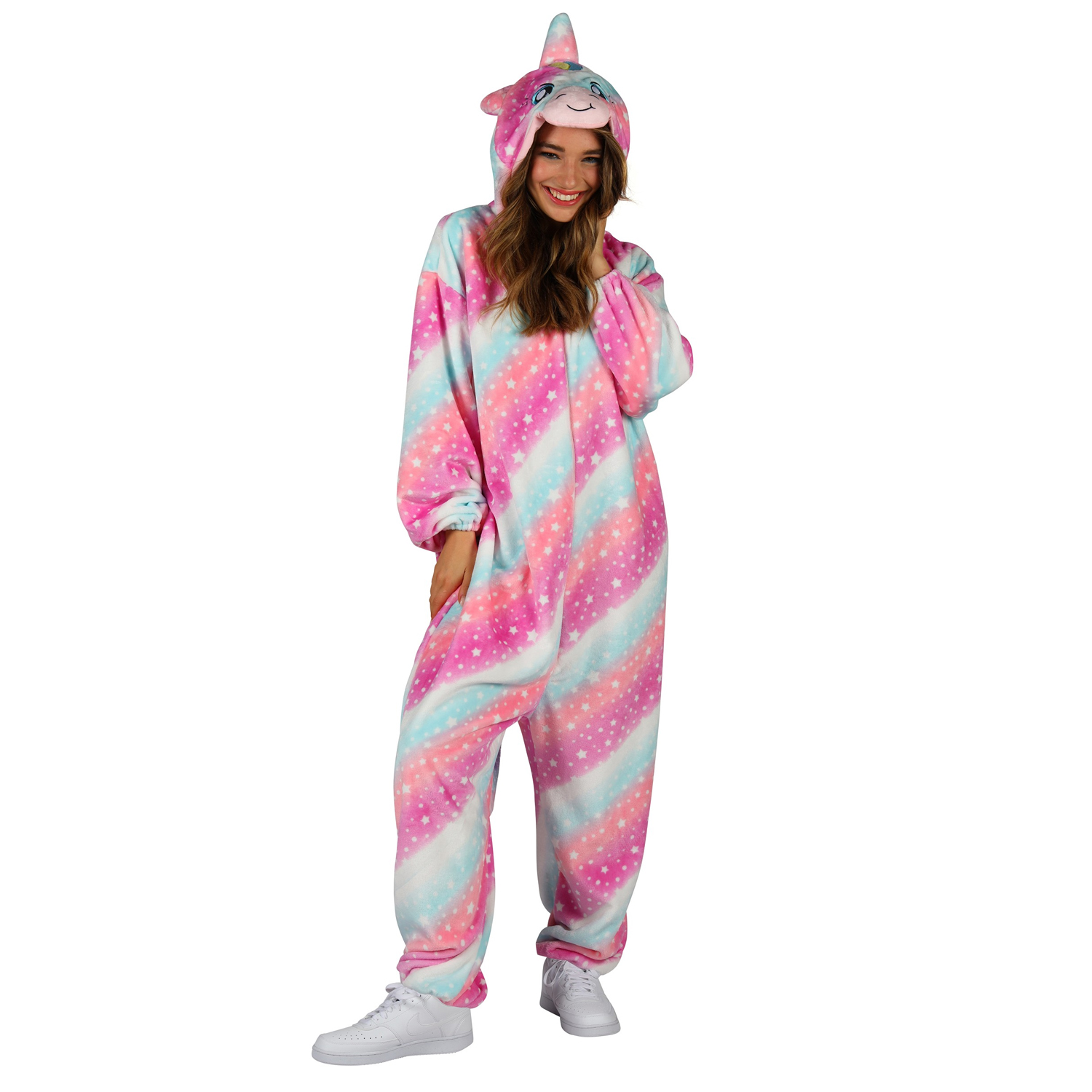 NEU Unisex-Kostm Plsch-Overall Einhorn, bunt, Gr. XS-S Bild 3