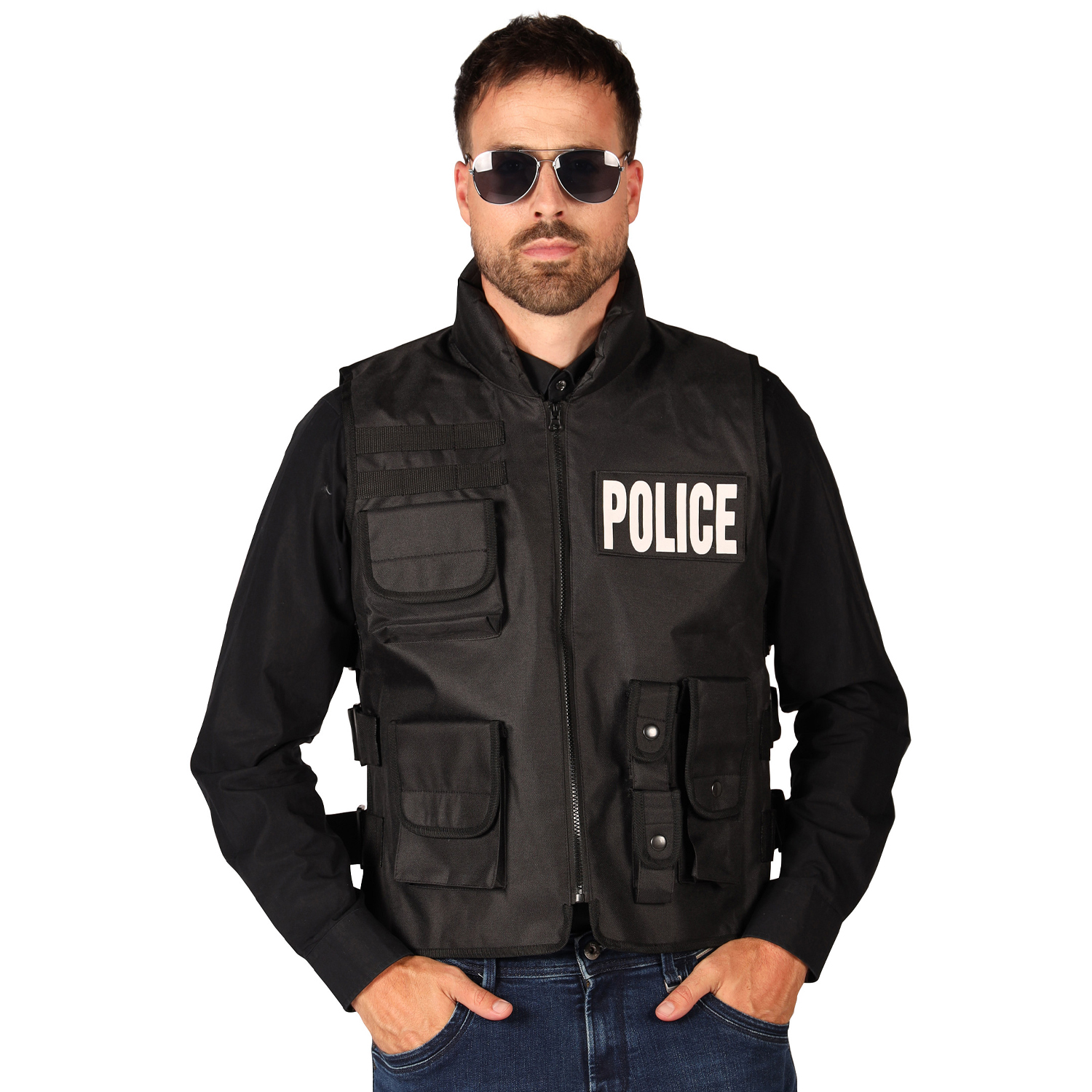 NEU Einsatz-Weste fr Erwachsene mit Patches fr SWAT, Polizei und FBI, Einheitsgre Bild 2