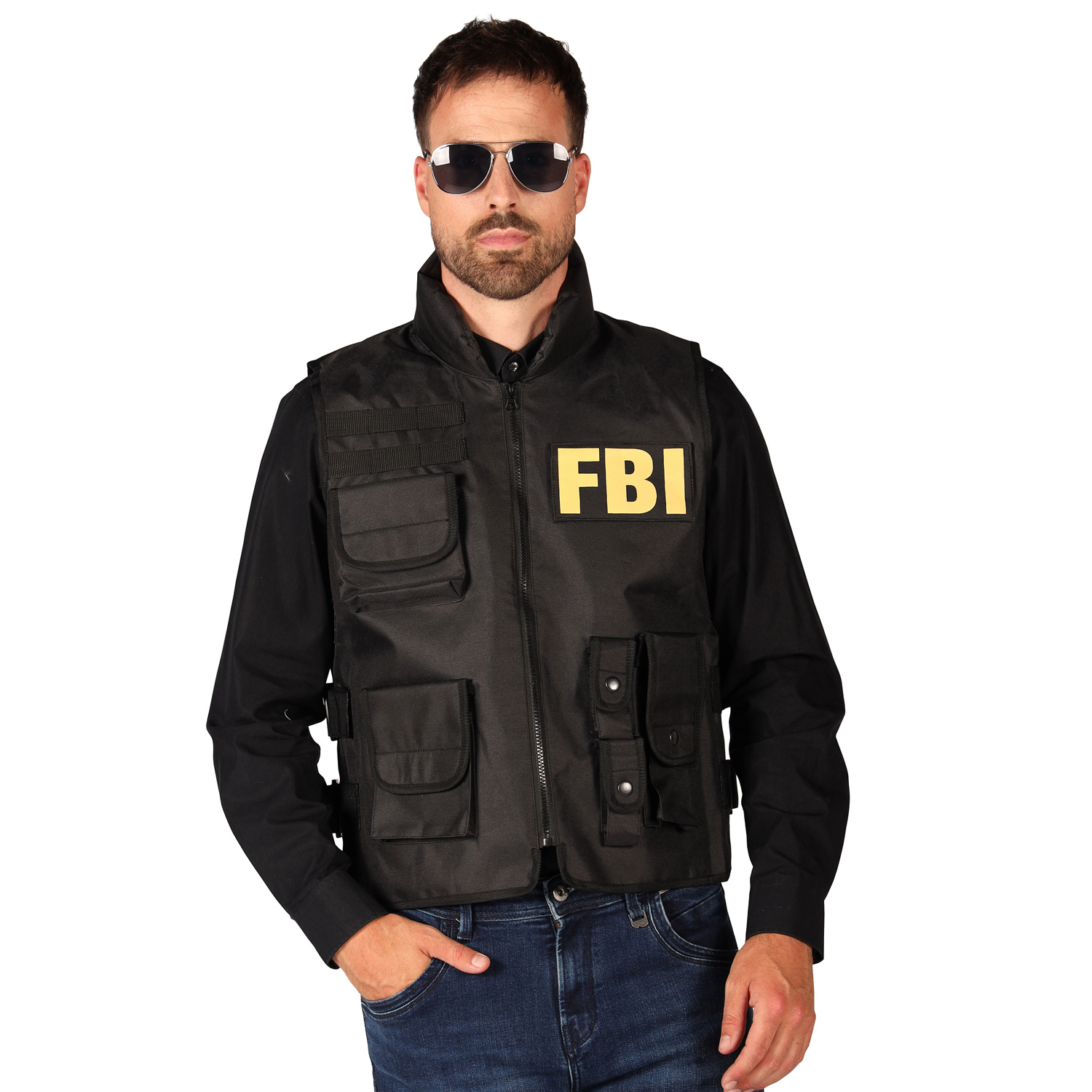 NEU Einsatz-Weste fr Erwachsene mit Patches fr SWAT, Polizei und FBI, Einheitsgre Bild 3